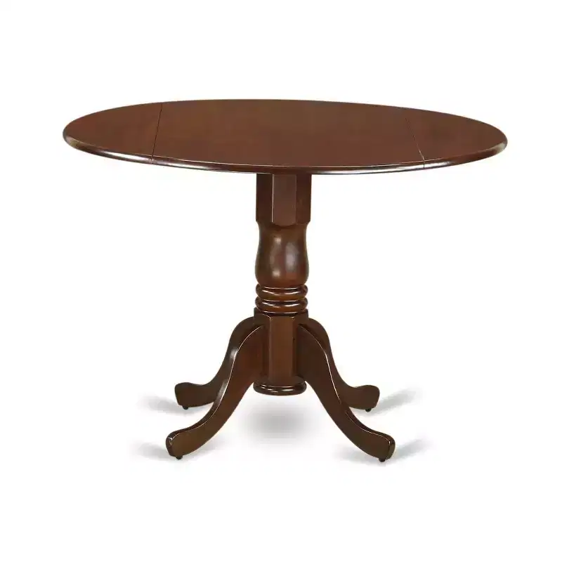HomeStock Belmont 5 Piece Dining Room Set Consists of a Round Kitchen Table with Dropleaf and 4 Upholstered Chairs, Mahogany