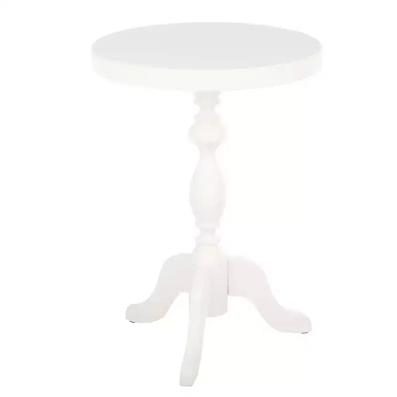 Lavish Home Round Pedestal Side Table, White