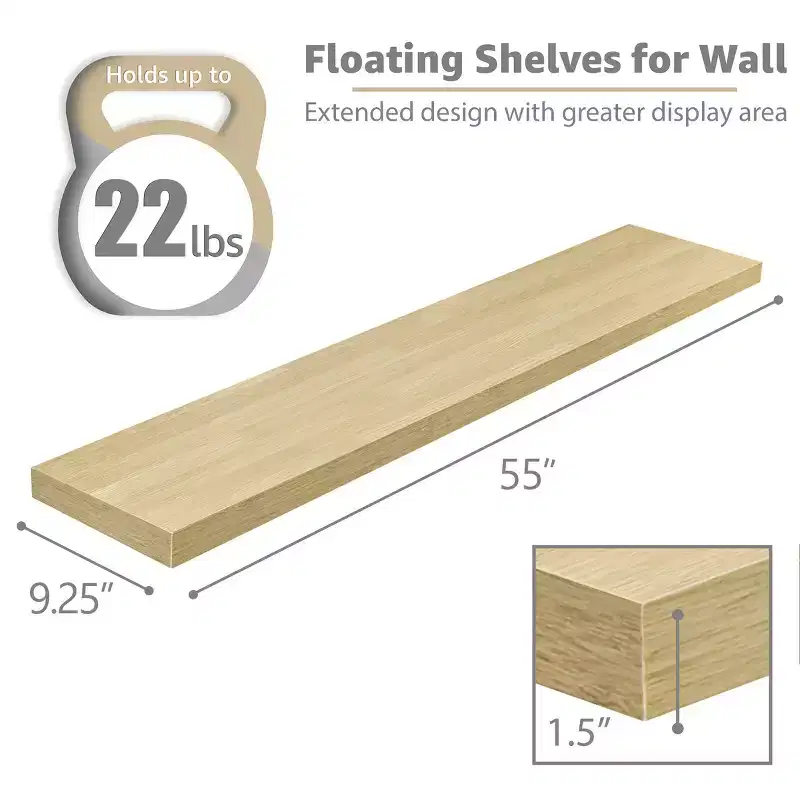 Sorbus 3 Pack 55 Inch Wall Mounted Floating Shelves - for Bathroom, Wall Decor for Bedroom, Kitchen, Living Room, Book Storage