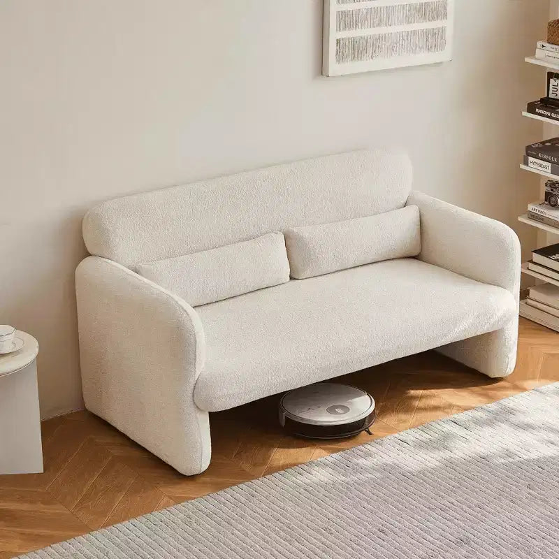 59 Velvet Fabric Loveseat Sofa �C Pull-Out Bed, Support Pillows & Side Pockets, Tool-Free