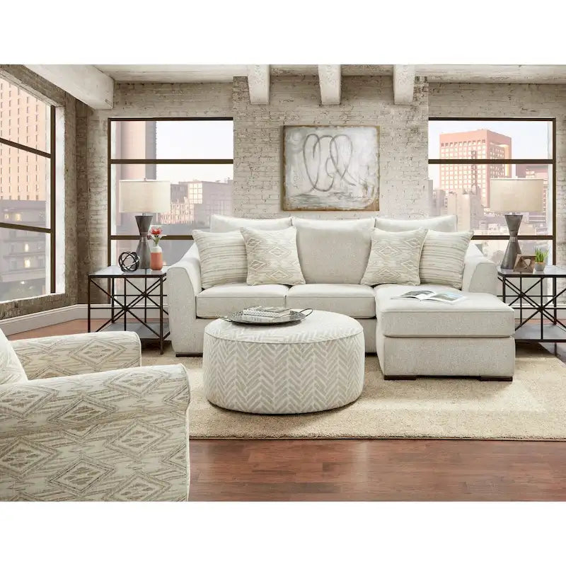 Multi-Color Round Cocktail Ottoman, Oversized, Multi-Person