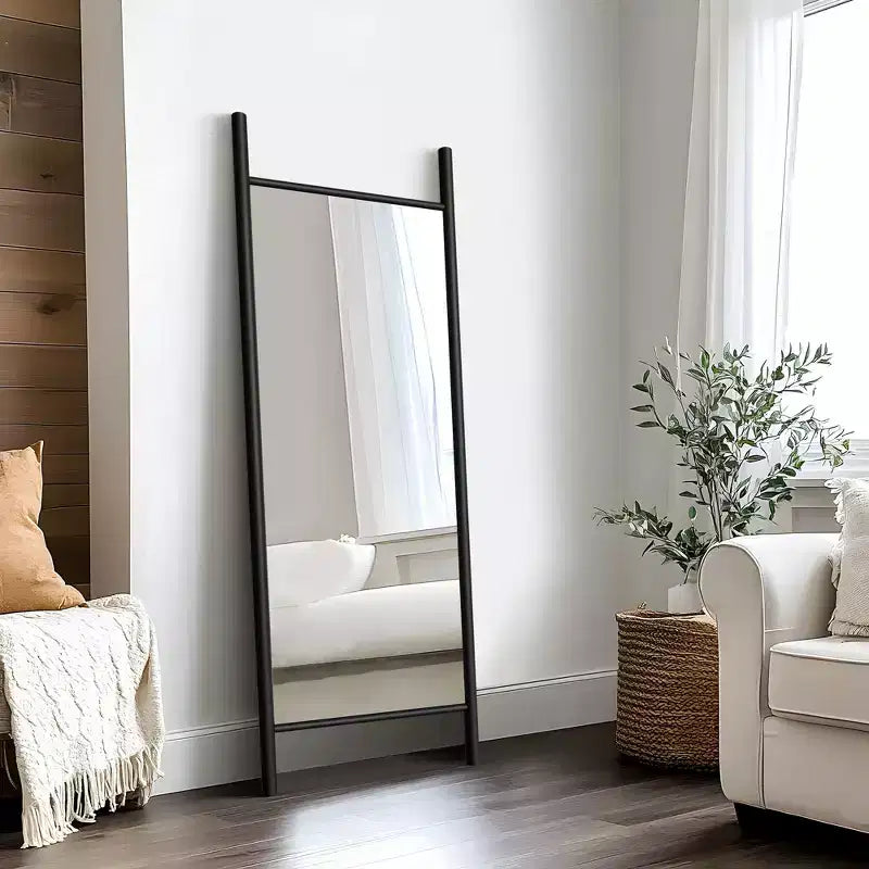 PexFix 24 in. W x 63 in. H Ladder-Style Solid Wood Framed Mirror in Brown