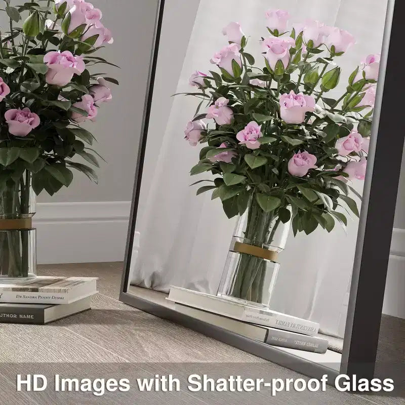 Aluminum Alloy Thin Edge Right Angle Rectangle Black Full Length Mirror 130x80x2cm (Without Bracket)