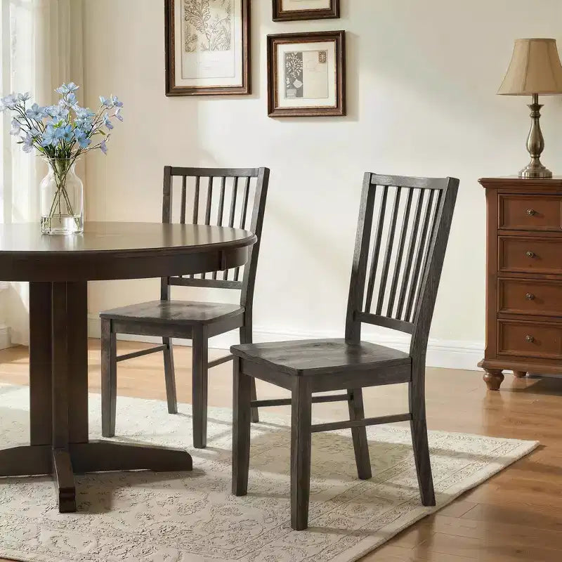 HOMCOM Dining Chairs Set of 2 Ergonomic Solid Wood, Armless Kitchen Chairs with Rubberwood Legs