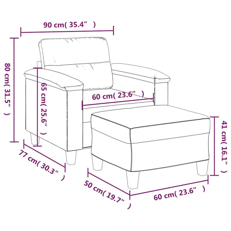 Modern Accent Upholstered Chair with Footstool Microfiber Fabric