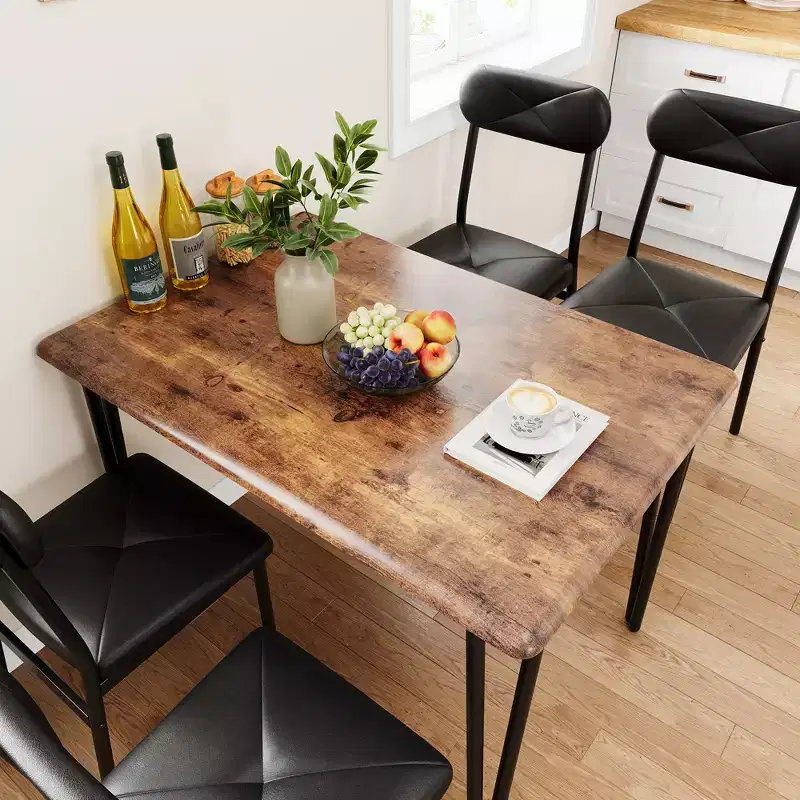 5 Piece Dining Table Set for 4, Modern Dining Room Table Set, Dinner Table with 4 Upholstered Chairs for Small Space, Apartment, Home Office