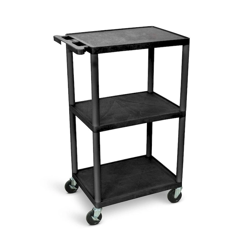 42H 3-Shelf Plastic Utility Cart - N/A