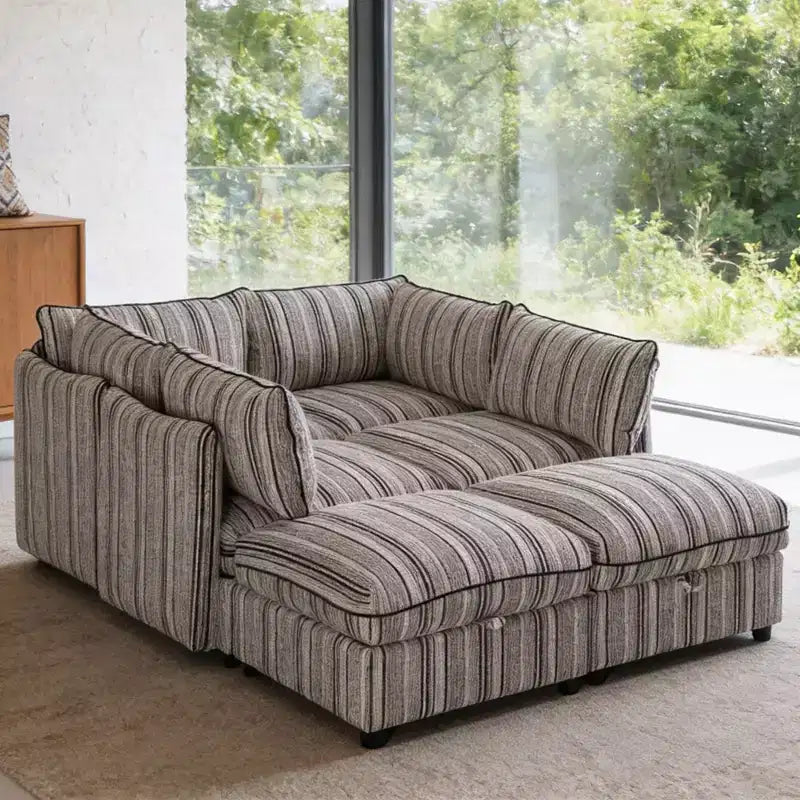 GDFStudio Jeju Modular 6 Piece Upholstered Storage 125'' U Sectional Sofa