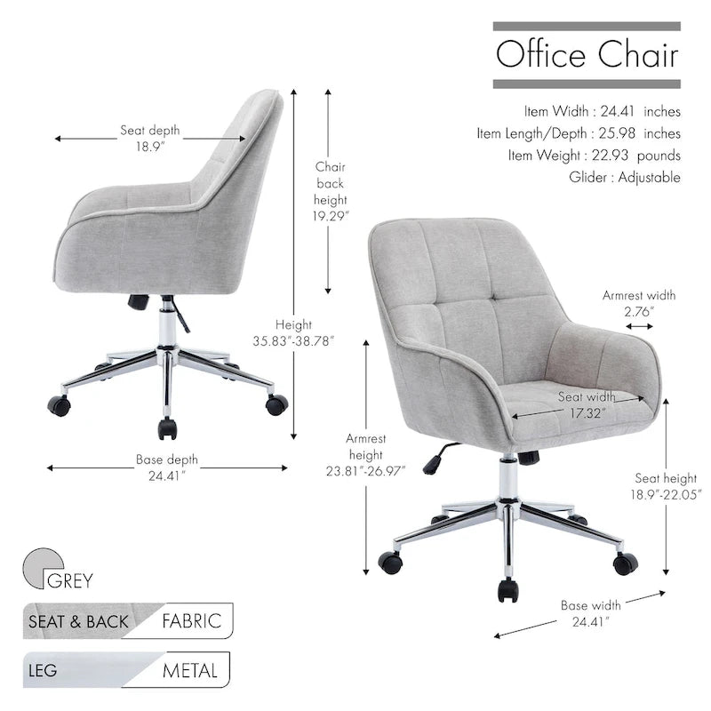 Home Office Chair with Arms, Height Adjustable