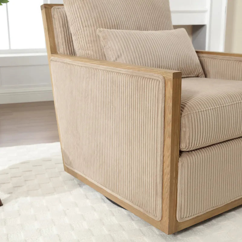 360° Swivel Barrel Accent Chair | Hardwood Frame | Foam Cushion | 300 lb | 26.77H