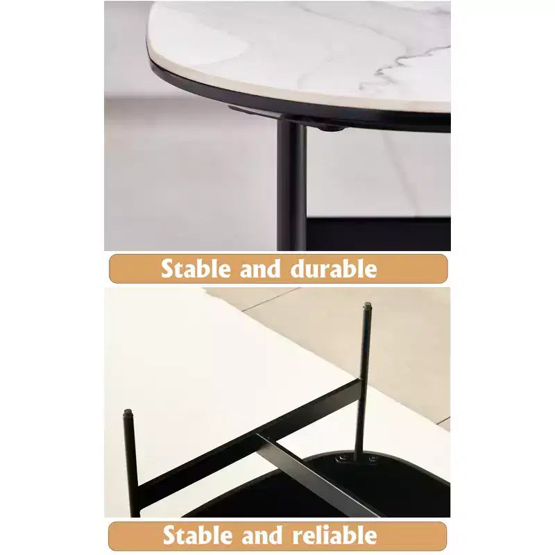 Modern Ceramic Coffee Table �C Low Square Center Table with Open Shelf, White