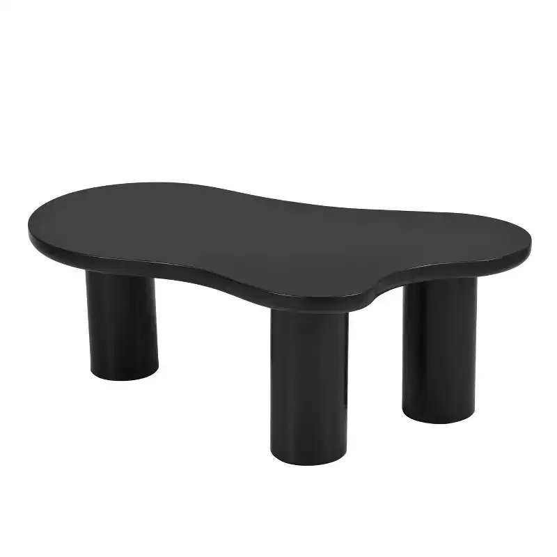 Cloud Coffee Table, Cream Style Irregular End Table with 3 Sturdy Legs, Round Edge