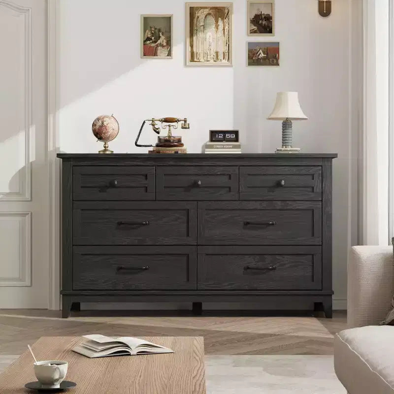 Garvee 7 Dresser for Bedroom, 54 Wide Drawer Dresser with Storage Freestanding, Wooden Closet Storage Chest for Living Room, Bedroom