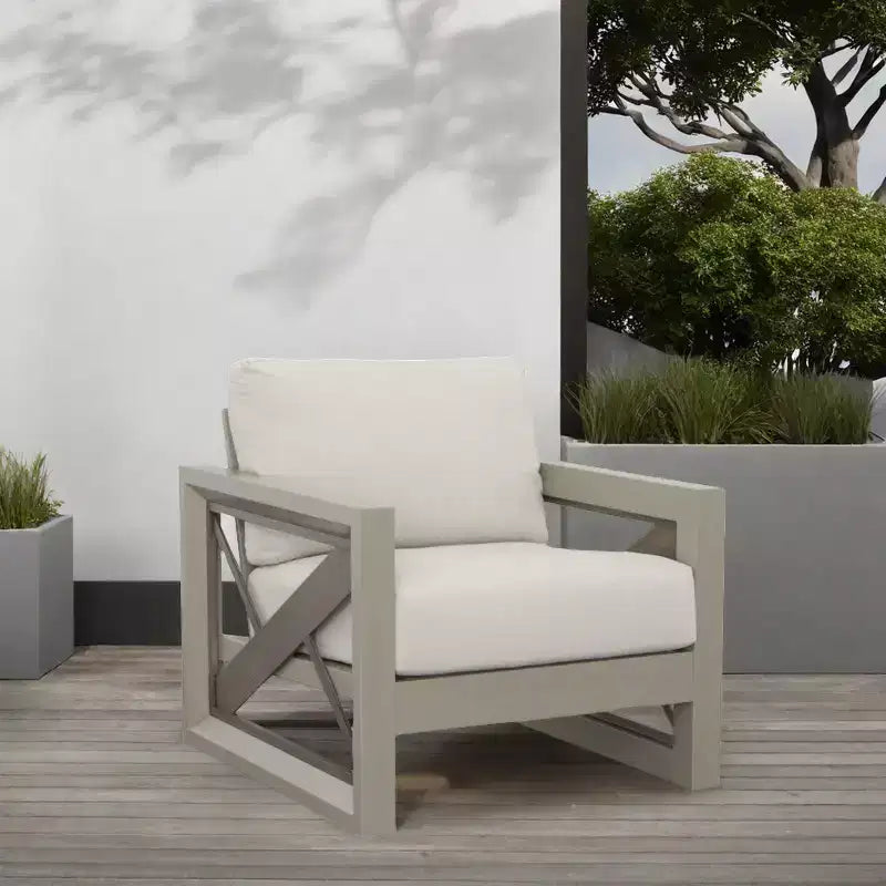 Christopher Knight Home Myra Outdoor Modern Powder Coated Aluminum Geometric Pattern Club Chair with Water Resistant Cushions