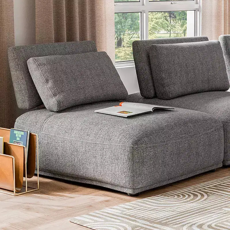 HOMES: Inside + Out Povoa Modern Modular Armless Chair Chenille with Extendable Backrest Gray