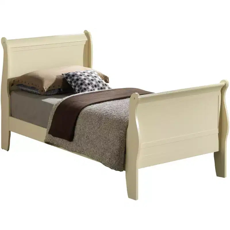 Passion Furniture Louis Philippe Twin Sleigh Bed with Headboard and Footboard