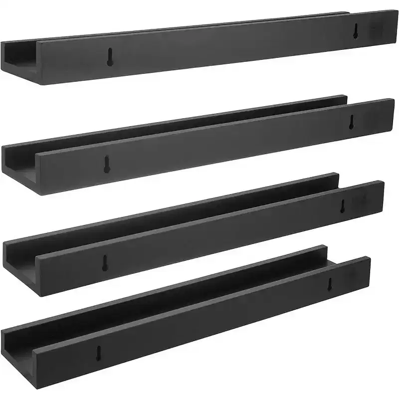 Kiera Grace (Set of 4) 23" Drea Wall Shelves Black: Modern Floating Storage, Decorative MDF Composite