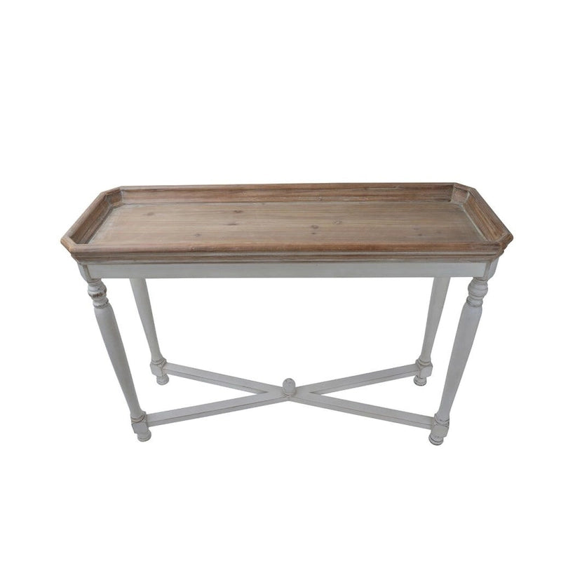 42 in. Brown and White Distressed Rectangular End Table