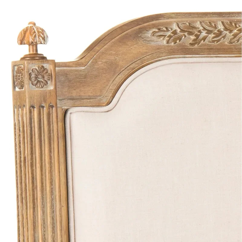 French Country Style Wood Headboard with Upholstered Panel