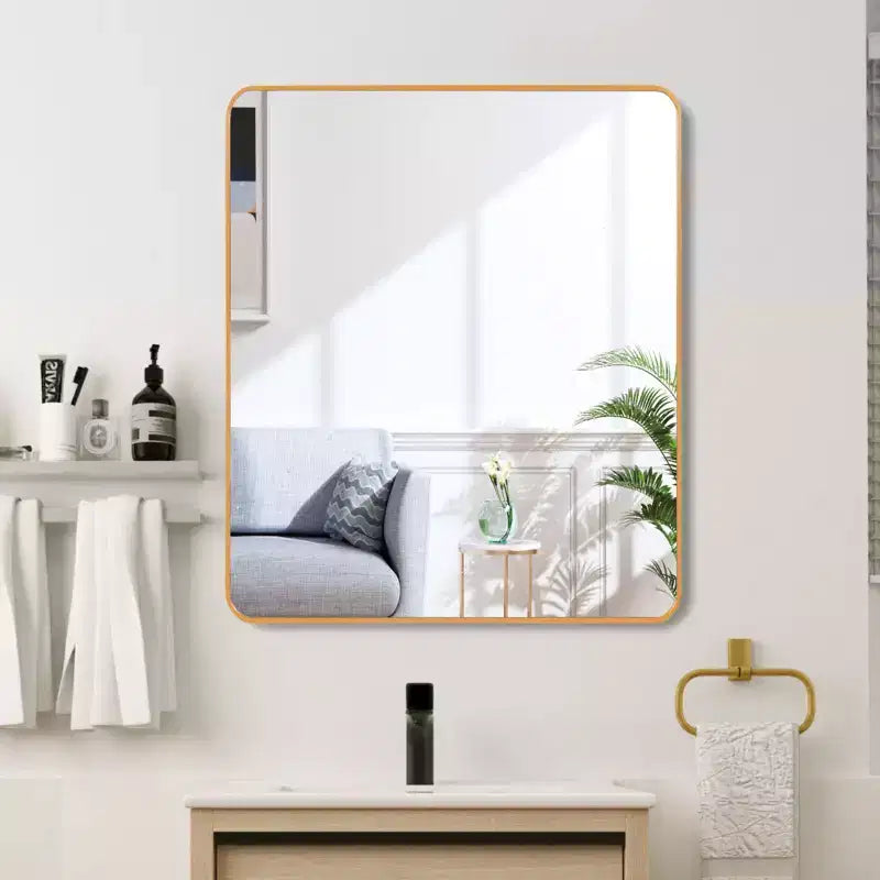 36 in. Black Aluminum Framed Square Wall Decor Mirror for Bathroom Vanity