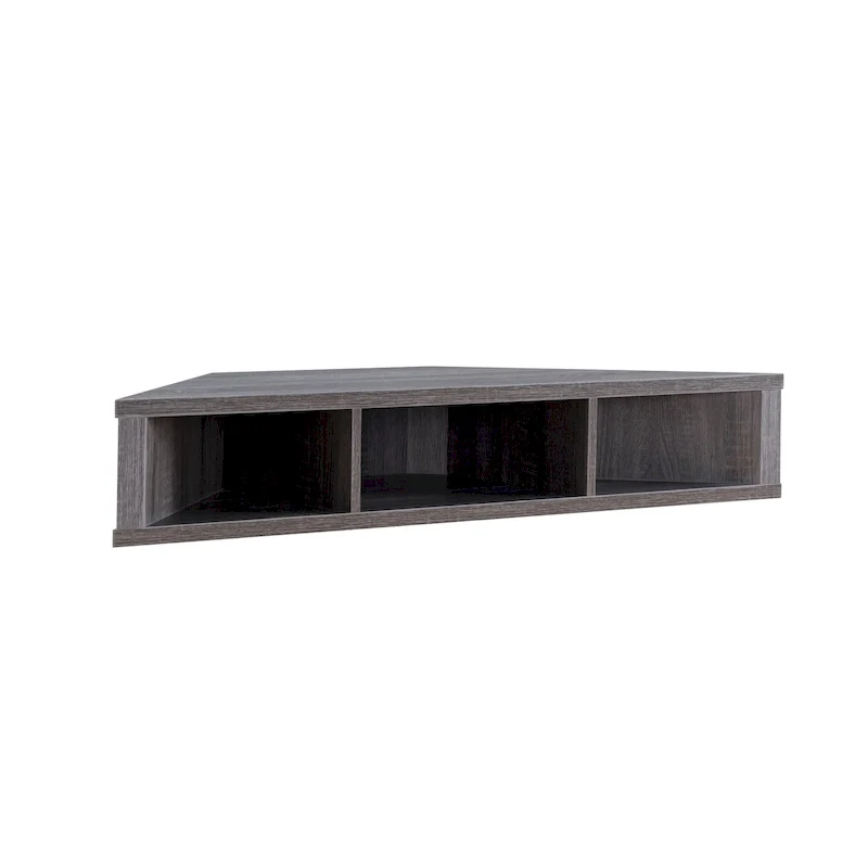 47 Corner Floating TV Stand, 3 Shelves, Transitional Style, Space-Saving Wall Mount