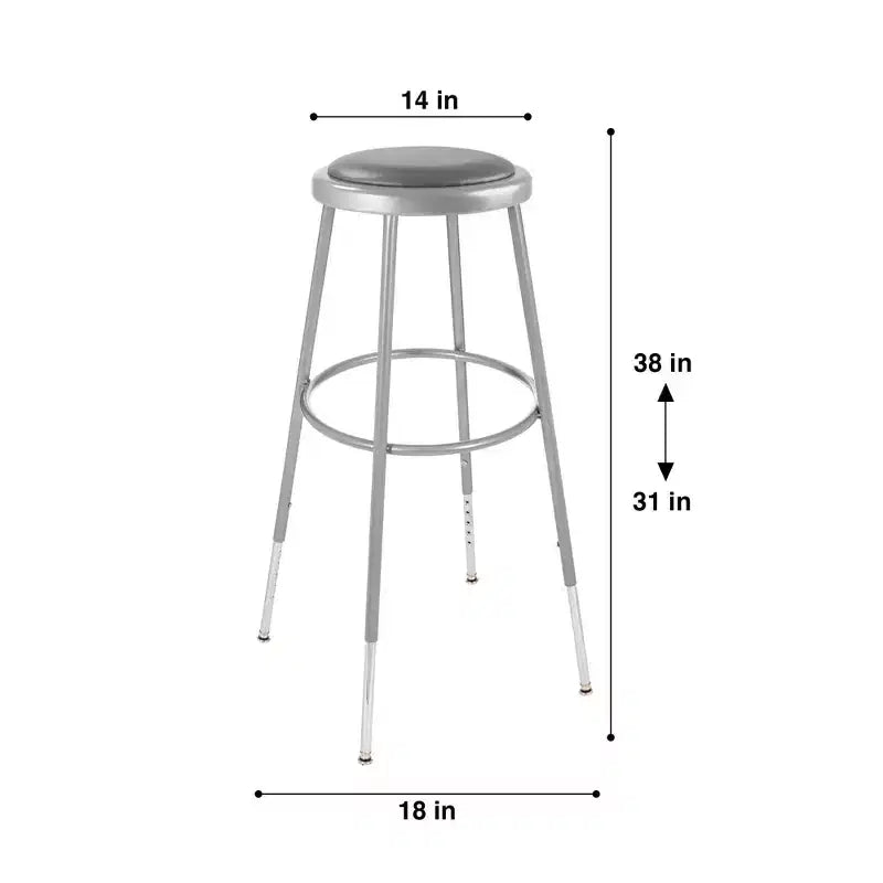 2pk 32-39 Height Adjustable Stool Gray - Vinyl Upholstery, Steel Frame, Armless