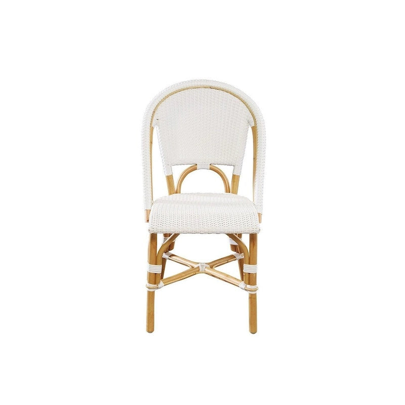 Rattan Dining Chair in White, Set of 2