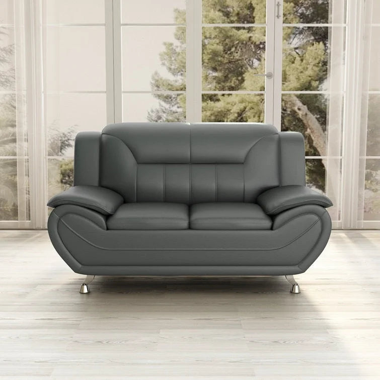 61.3 Faux Leather Pillow Top Arm Loveseat - N/A