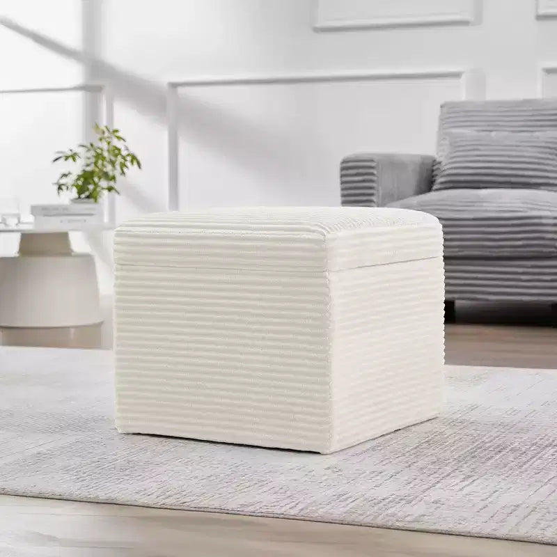 Corduroy Square Storage Ottoman with Lift Off Top