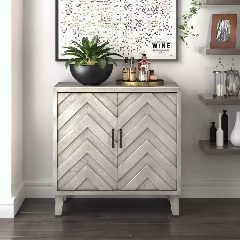 Friedman Bar Cabinet with Wine Storage Gray - Finch