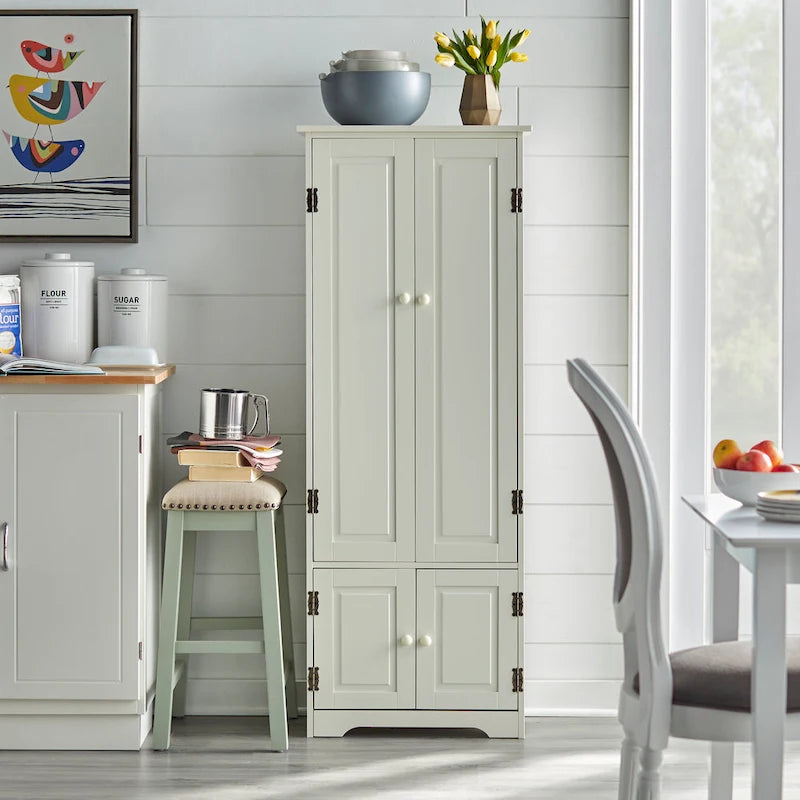 Modern Farmhouse Extra-Tall Storage Cabinet - Freestanding Floor Cabinet for Living Room