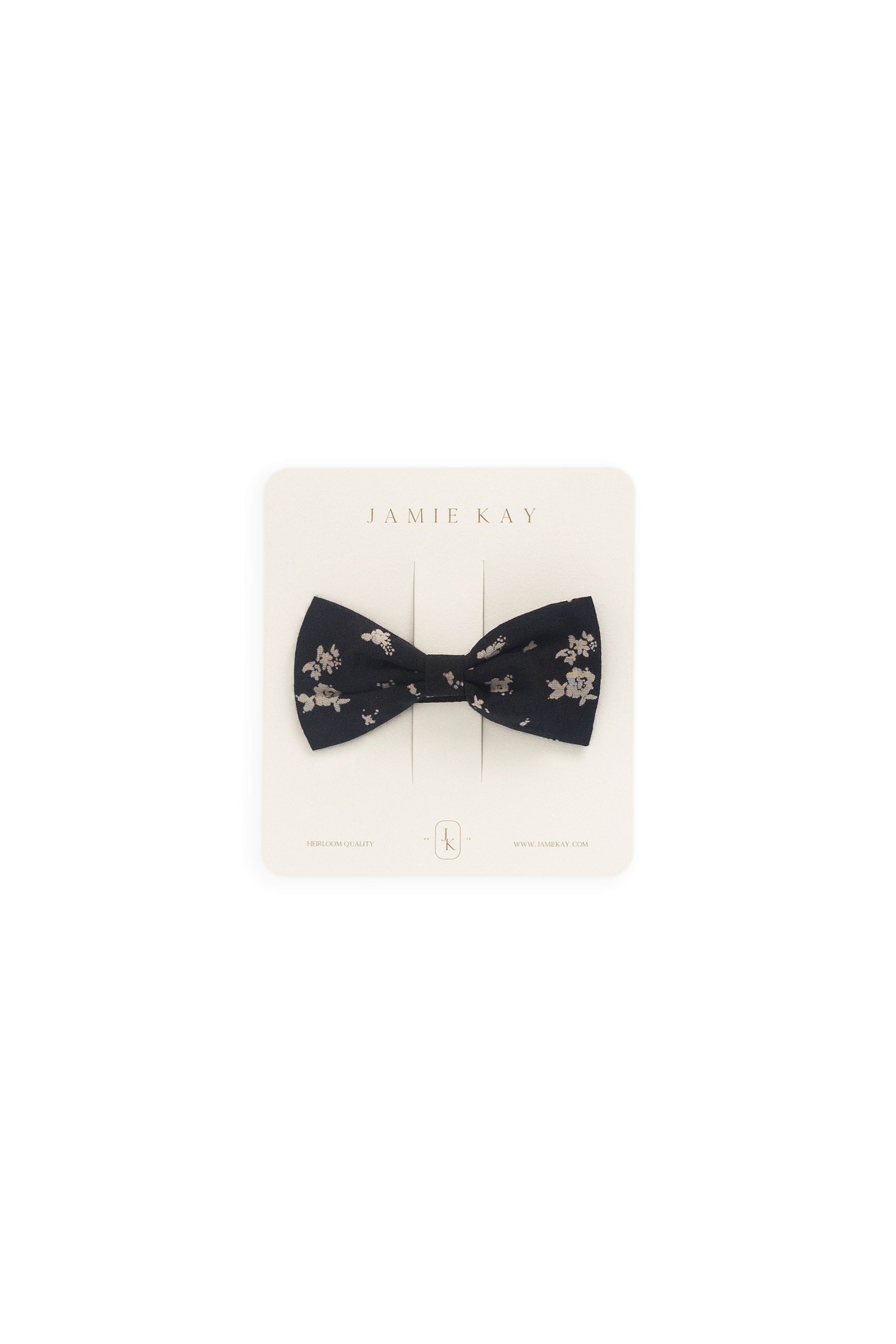 Minimalist Graphite Floral Print Organic Cotton Hair Bow with Approx. 8cm Wide Refined Cut for Girls Everyday Styling