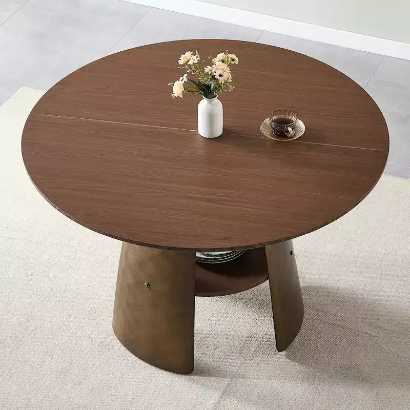 GDFStudio Ying Modern Wooden and Metal Round Dining Table