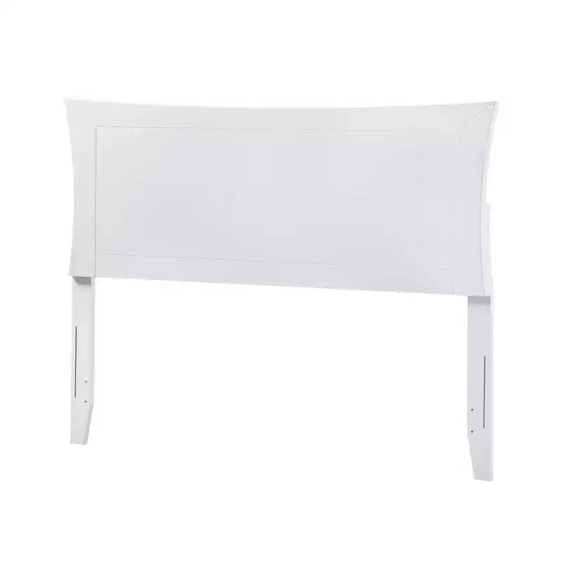 Full Size Curved Wood Headboard with USB Charging Ports, Satin Painted Hardwood