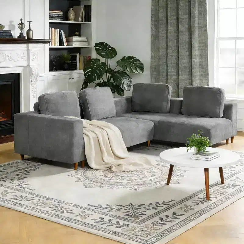 Christopher Knight Home Ysolina Modern 109 4-Seater L-Shape Convertible Upholstered Sectional Sofas