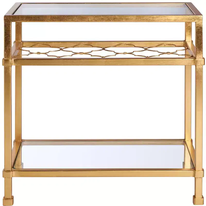 Hanzel Gold Leaf Glass Side Table - AMH8312 - Safavieh Couture