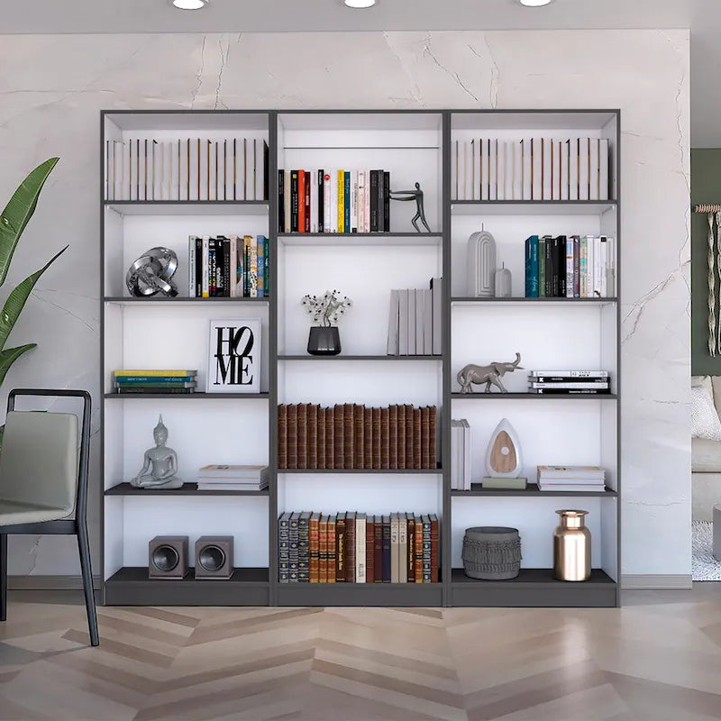 74 Wide 5-Shelf Option B Bookcase Set of 3