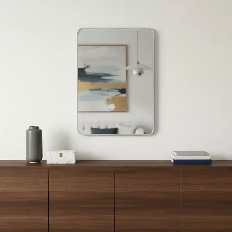 HomeRoots 36 Silver Aluminum Framed Accent Mirror