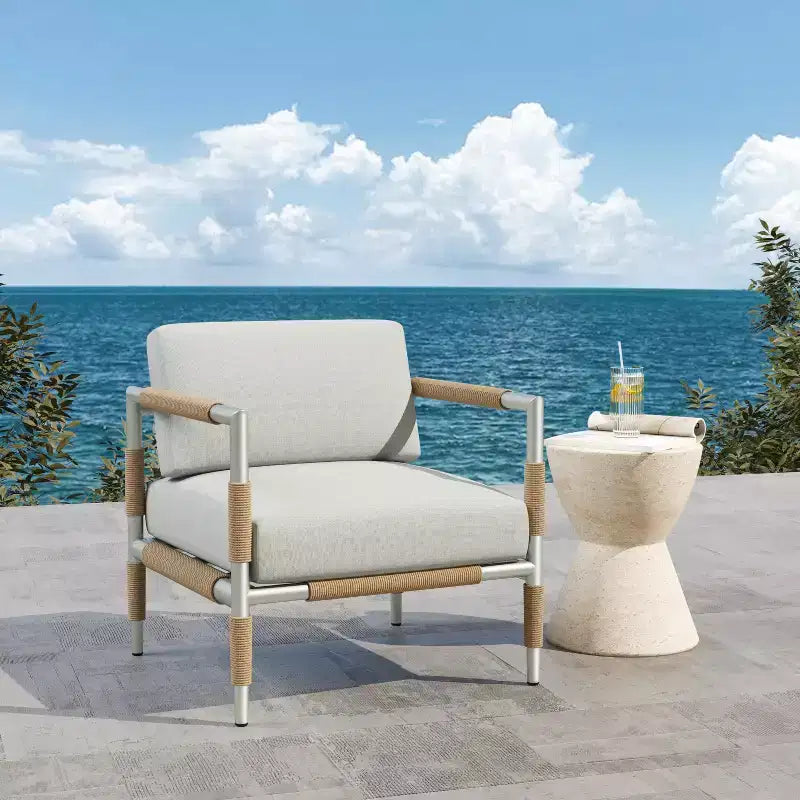 Christopher Knight Home Wevin Aluminum Chair with Cushions, Light Grey