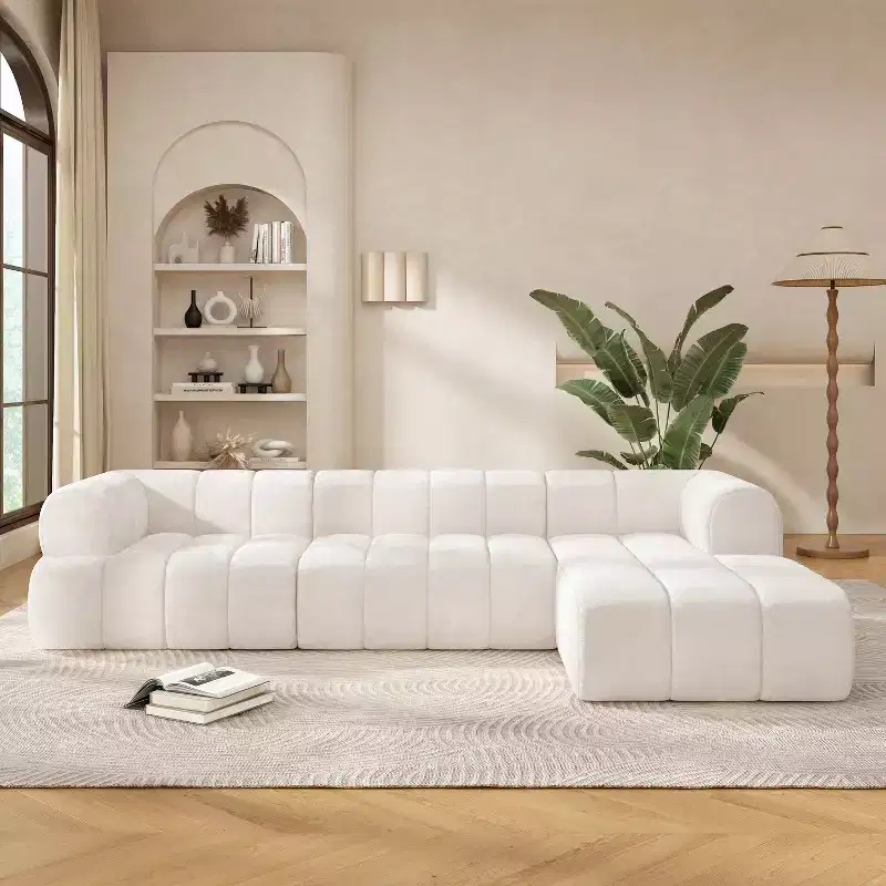 122-Inch Modern L-Shaped Sectional Sofa with Chaise Lounge, High-Density Foam, for Living Room