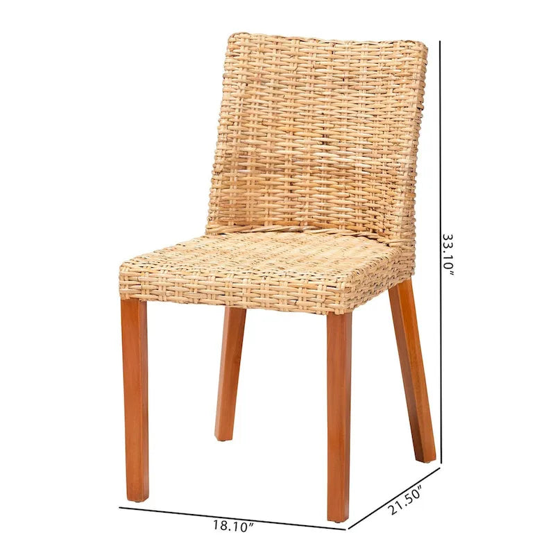 Bohemian Light Honey Kubu Rattan & Mahogany Wood Dining Chair