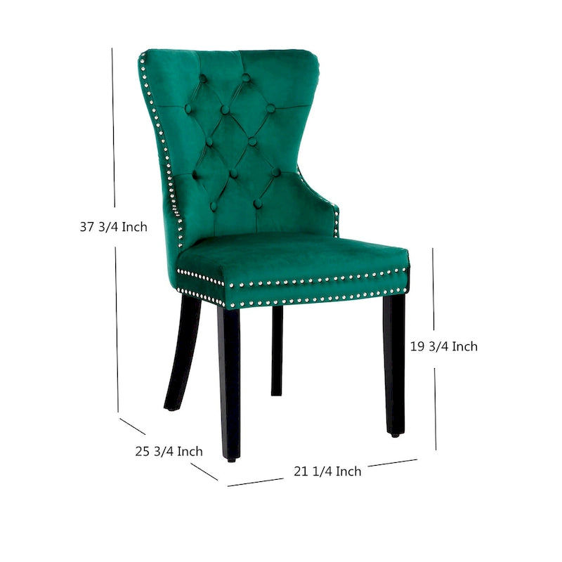 Grandview Tufted Upholstered Dining Chair (Set of 2) with Nailhead Trim and Ring Pull