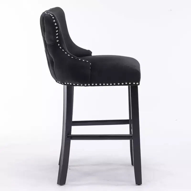 Modern Velvet Wing-Back Counter Stools Set of 2 - Upholstered Bar Chairs for Kitchen, Cafe