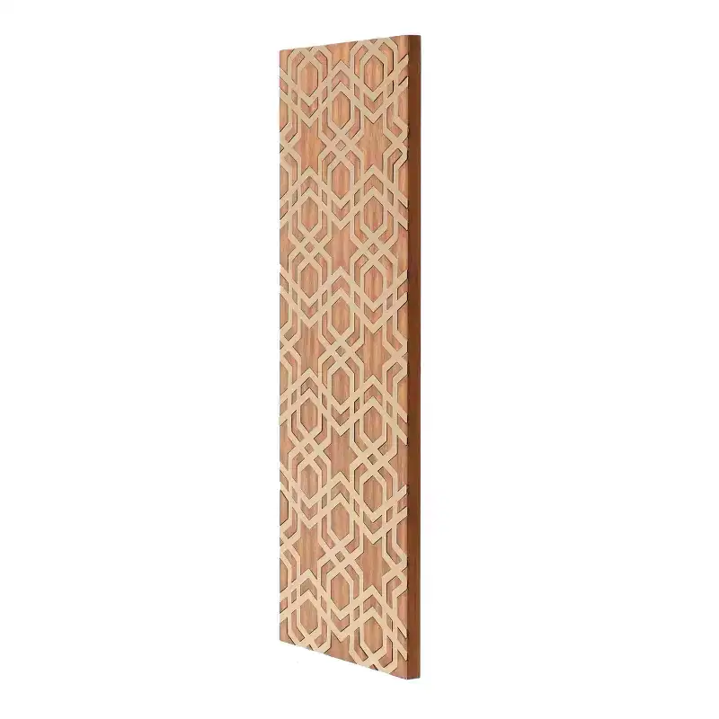 Harmony Mid-Century Wood with Metal Inlay Wall Decor Brass - StyleCraft: Abstract Art, Vertical Orientation, 34" Height