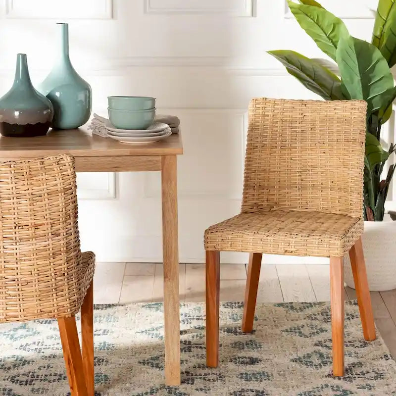 Bohemian Light Honey Kubu Rattan & Mahogany Wood Dining Chair