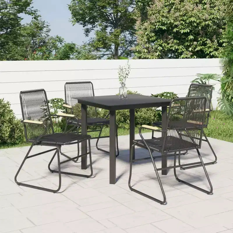 vidaXL Garden Dining Set Black PVC Rattan Medium Seats Many