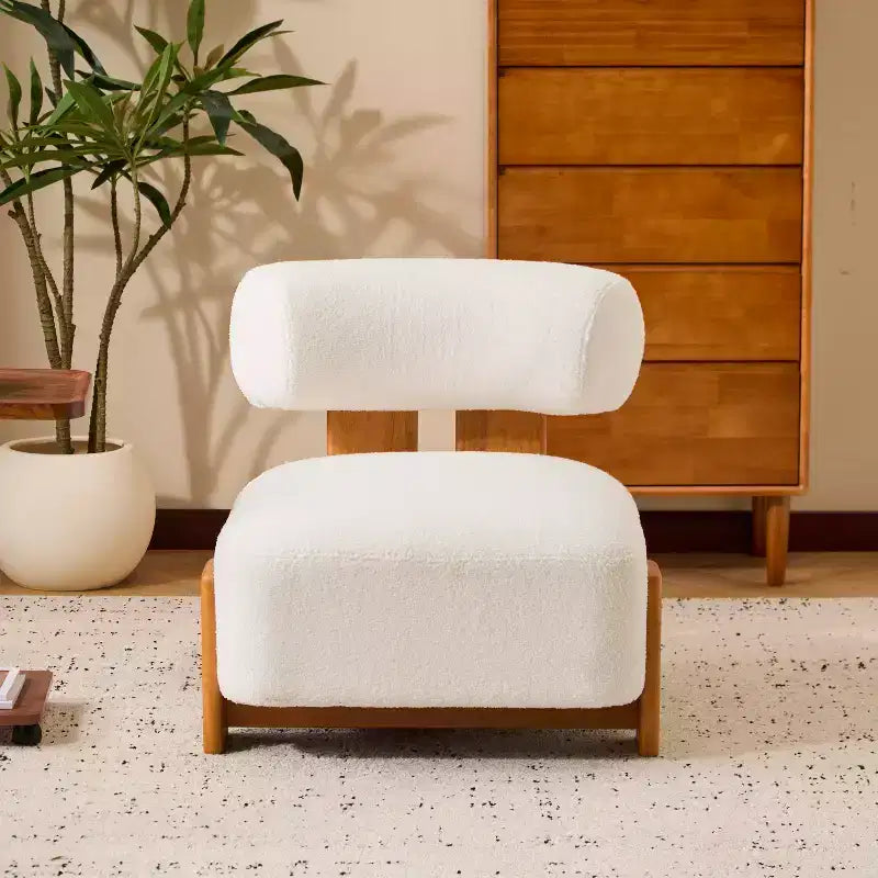 27.25-Inch Modern Boucle Lounge Chair with Solid Wood Frame, Soft Upholstery, for Various Rooms