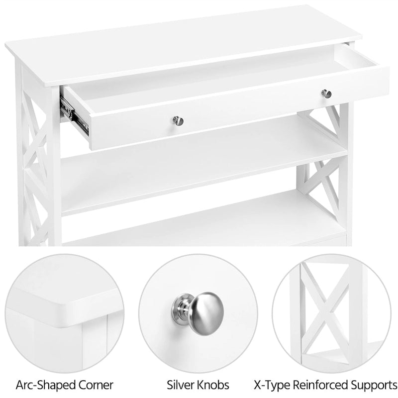 Console Table with 1 Drawer and 2 Open Shelves