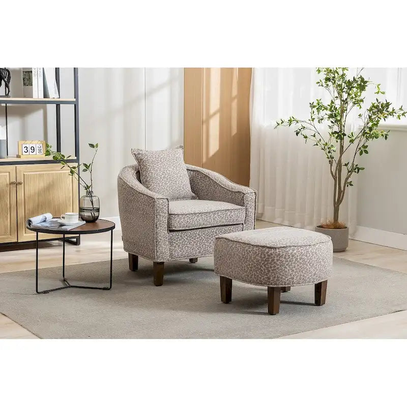 Mid-Century Modern Club Accent Chair with Tufted Back and Round Arms
