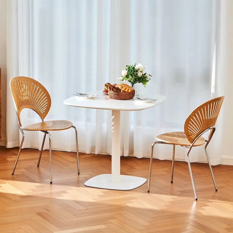 32 in. Square Tulip Dining Table, Matte White